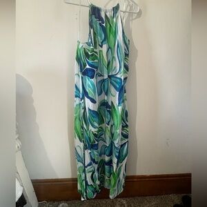 Blue Island Green and Blue Floral Maxi Dress